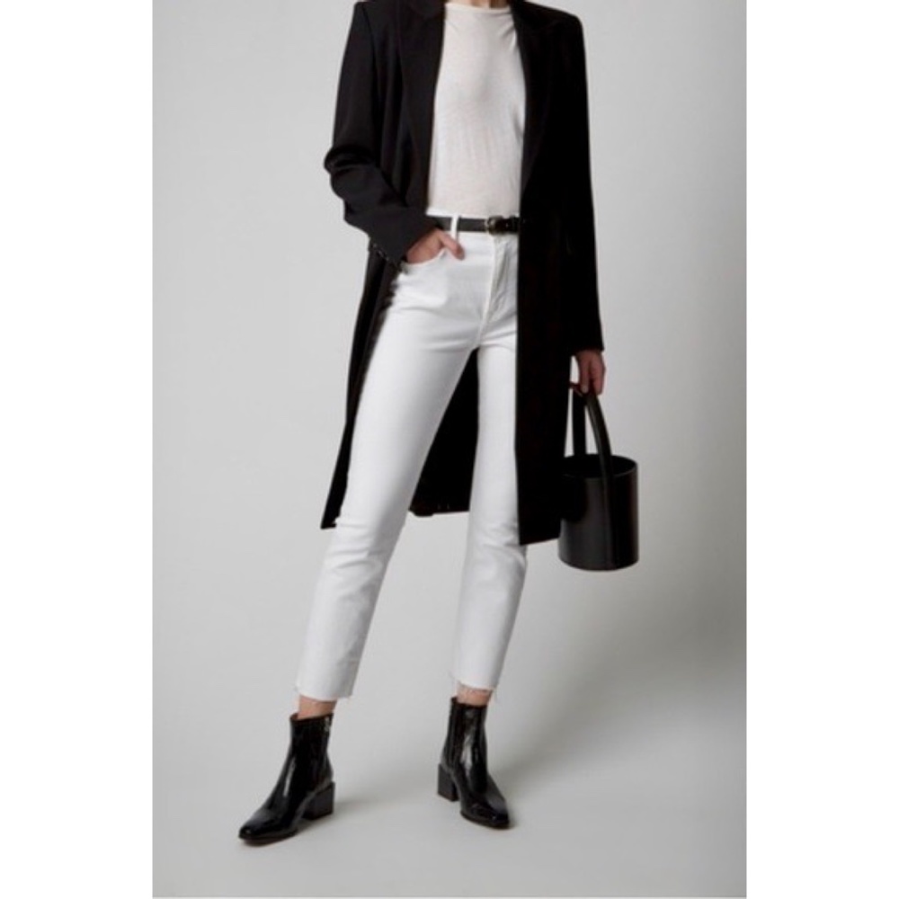 ✨NWT✨ GRLFRND The Reed High Rise Slim Crop Fray Hem Jean in Bronco White Sz 32